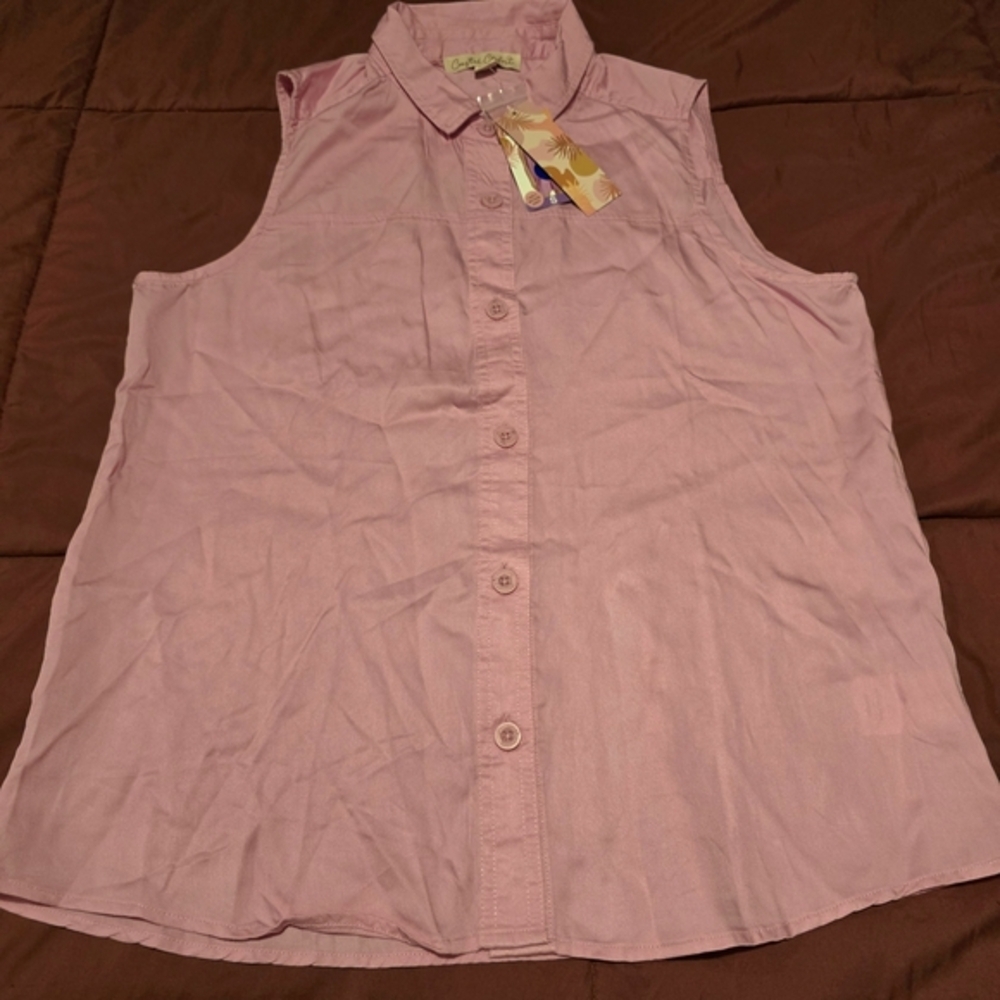Coastal‎ Comfort Women's Lilac Chiffon Pink Collared Tank Top NWT Size Small